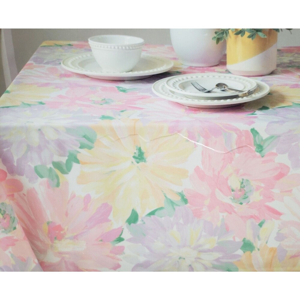 1 Fabric Printed Tablecloth, 60" Round MULTICOLOR LARGE FLOWERS, AMERIE, BM